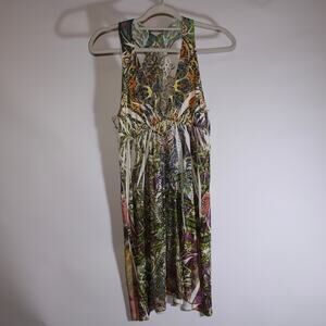 Y2K S12 Multicolored Tattoo Dress With Lace Back And Rhinestones